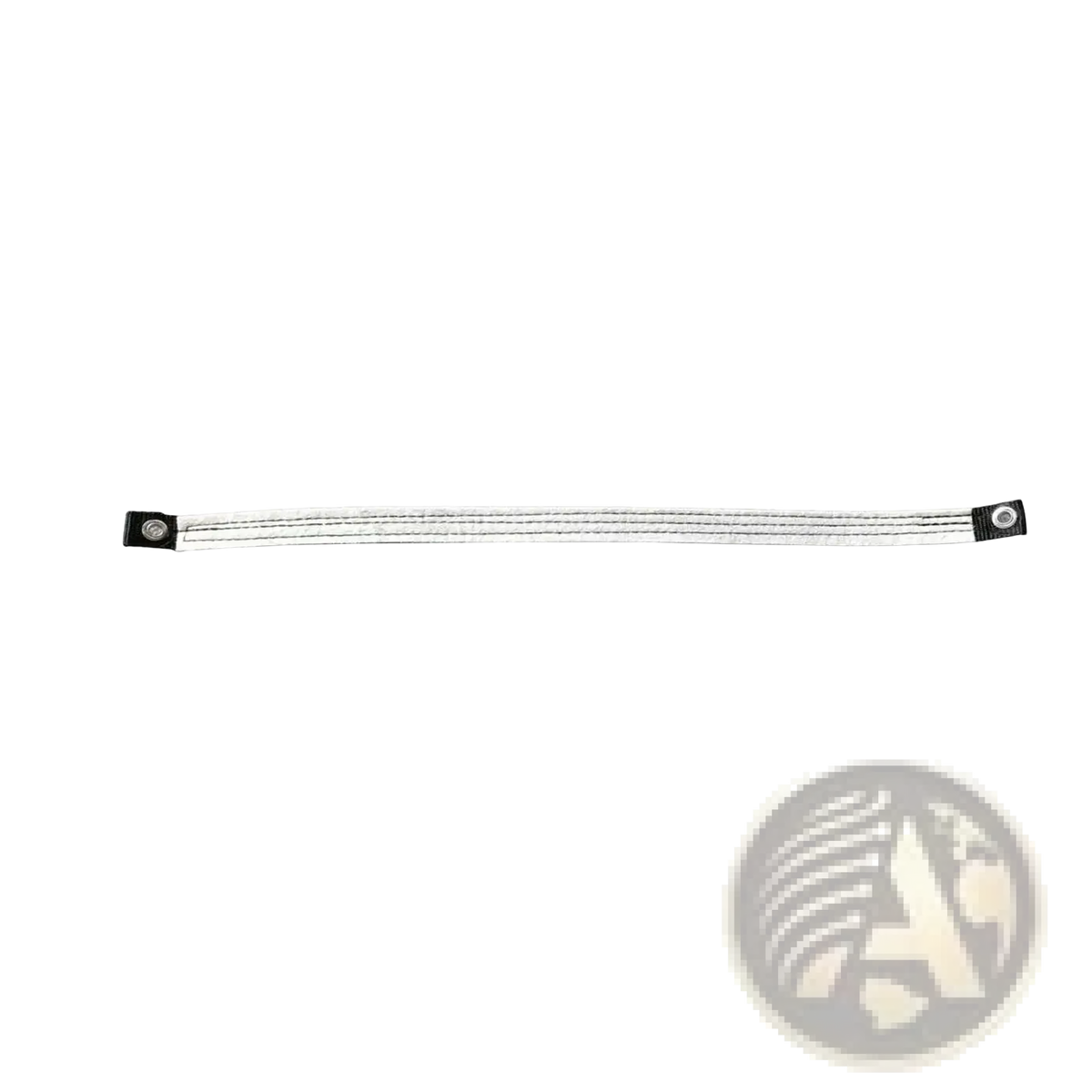 White 450mm braided fitness bike friction resistance belt with black end caps and metallic connector