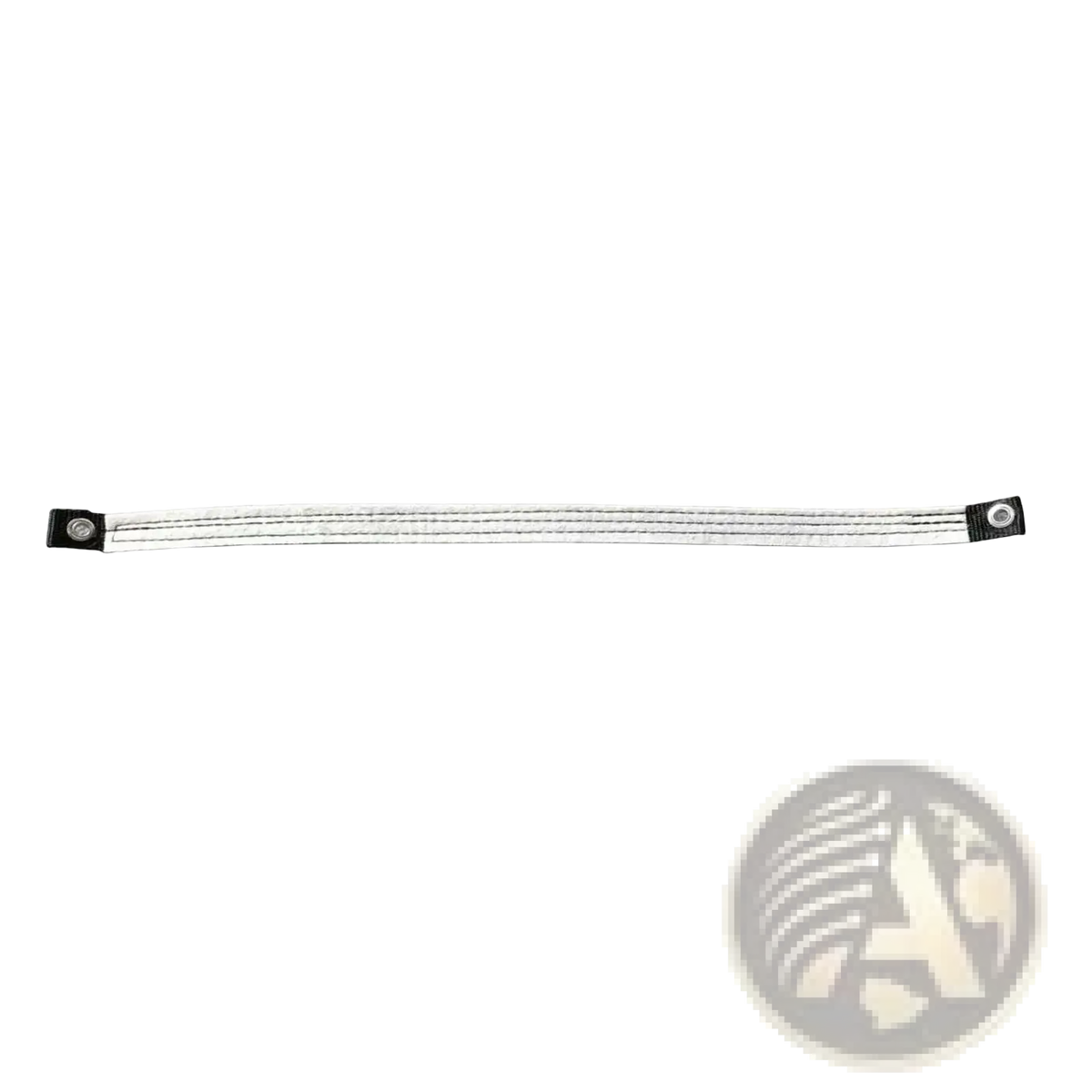 Fitness bike friction resistance belt 45cm white heat-resistant strap with black end caps and silver metallic fasteners