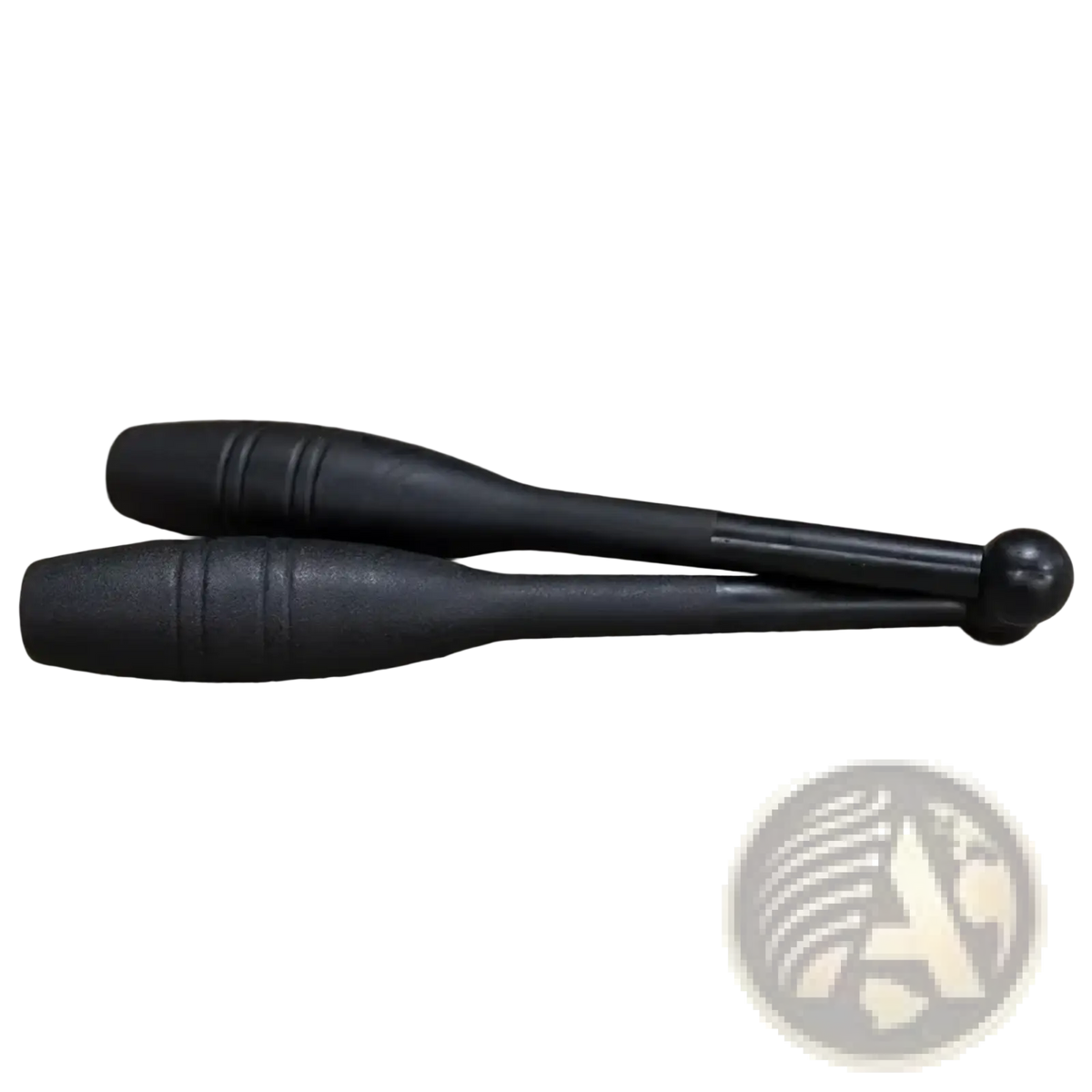 Black plastic fitness clubbell weight with textured grips and rounded ends for full body strength training