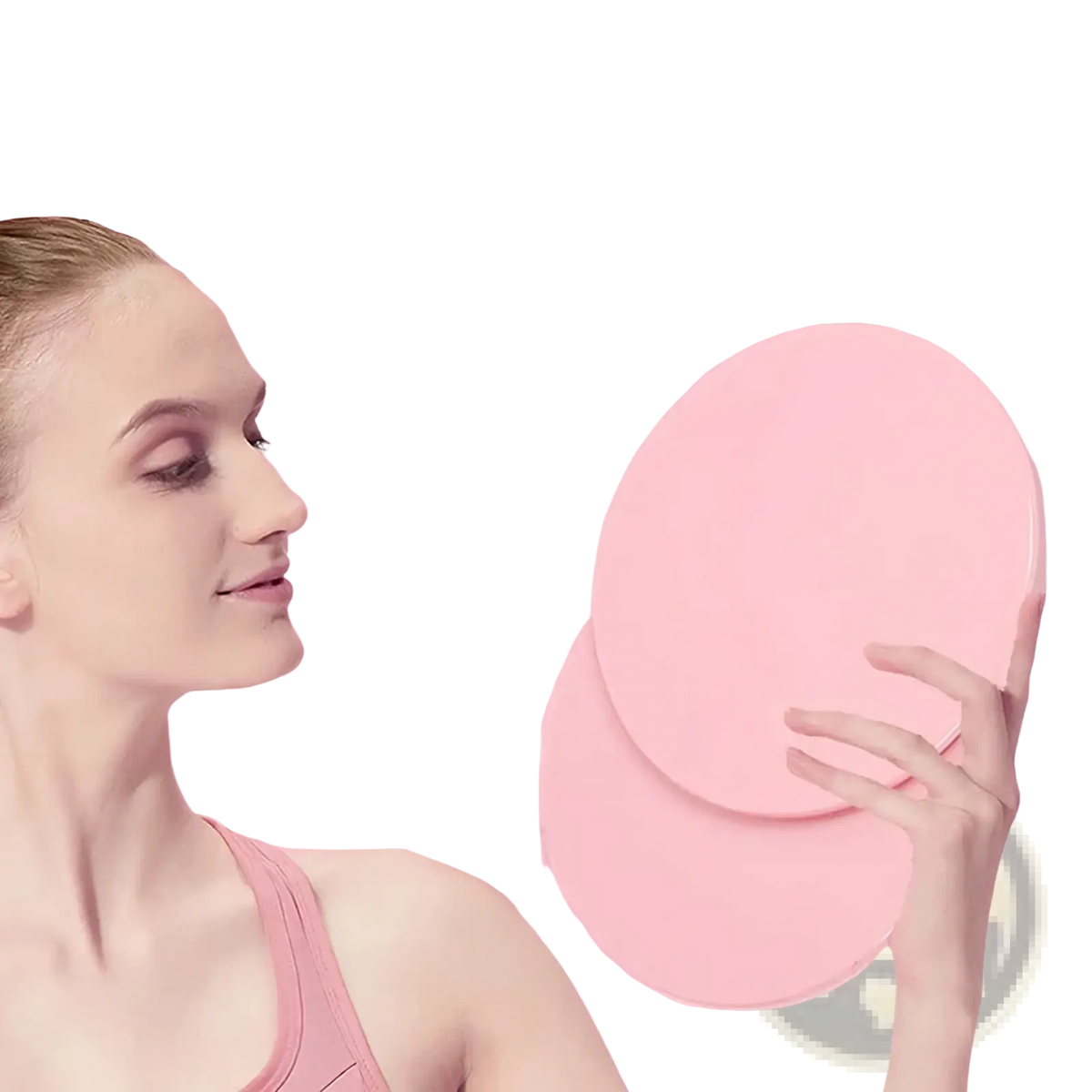 Pink circular exercise disc fitness core slider made of smooth lightweight material for portable abdominal training
