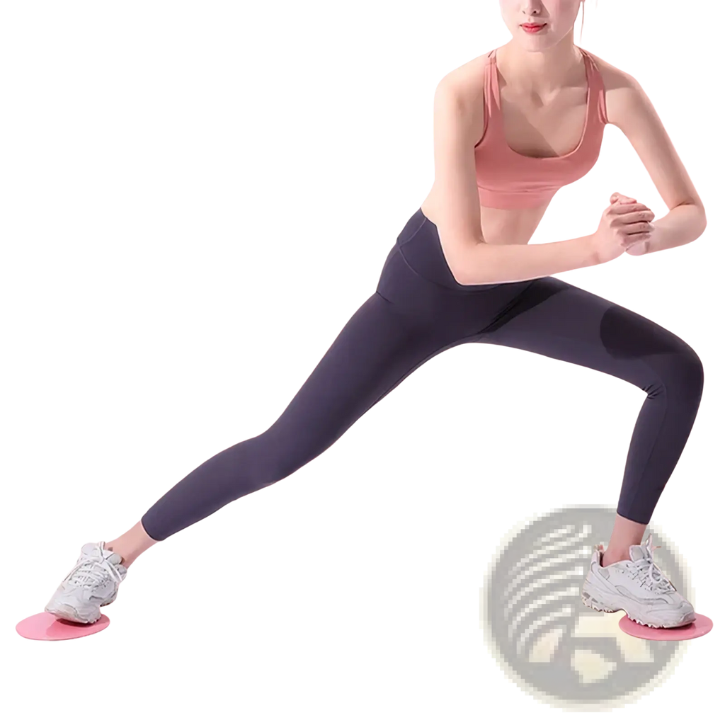 Pink circular fitness core slider made of durable plastic for abdominal training and core strengthening exercises
