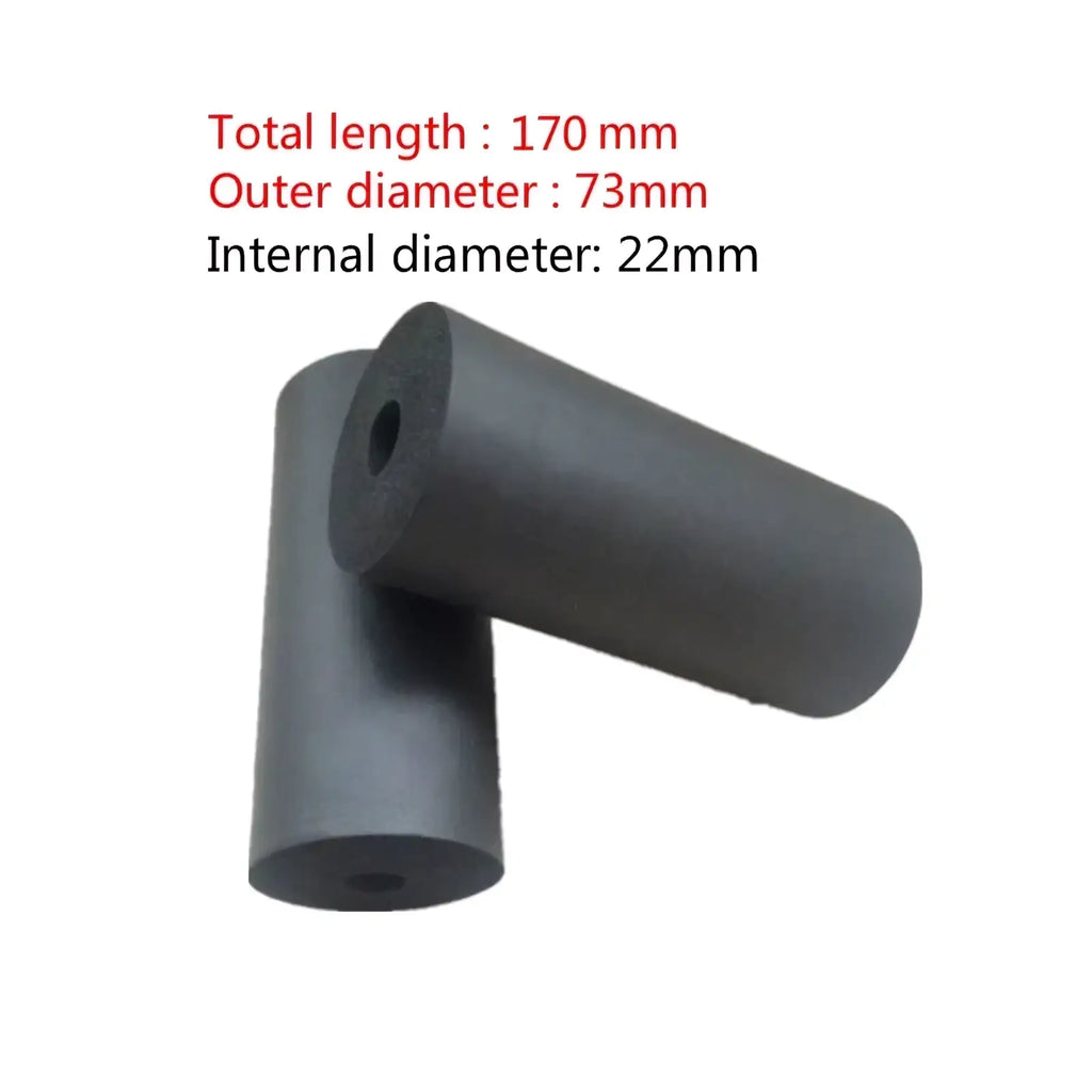 Dark gray cylindrical foam replacement pad with hollow center 170 mm length 73 mm diameter for exercise benches