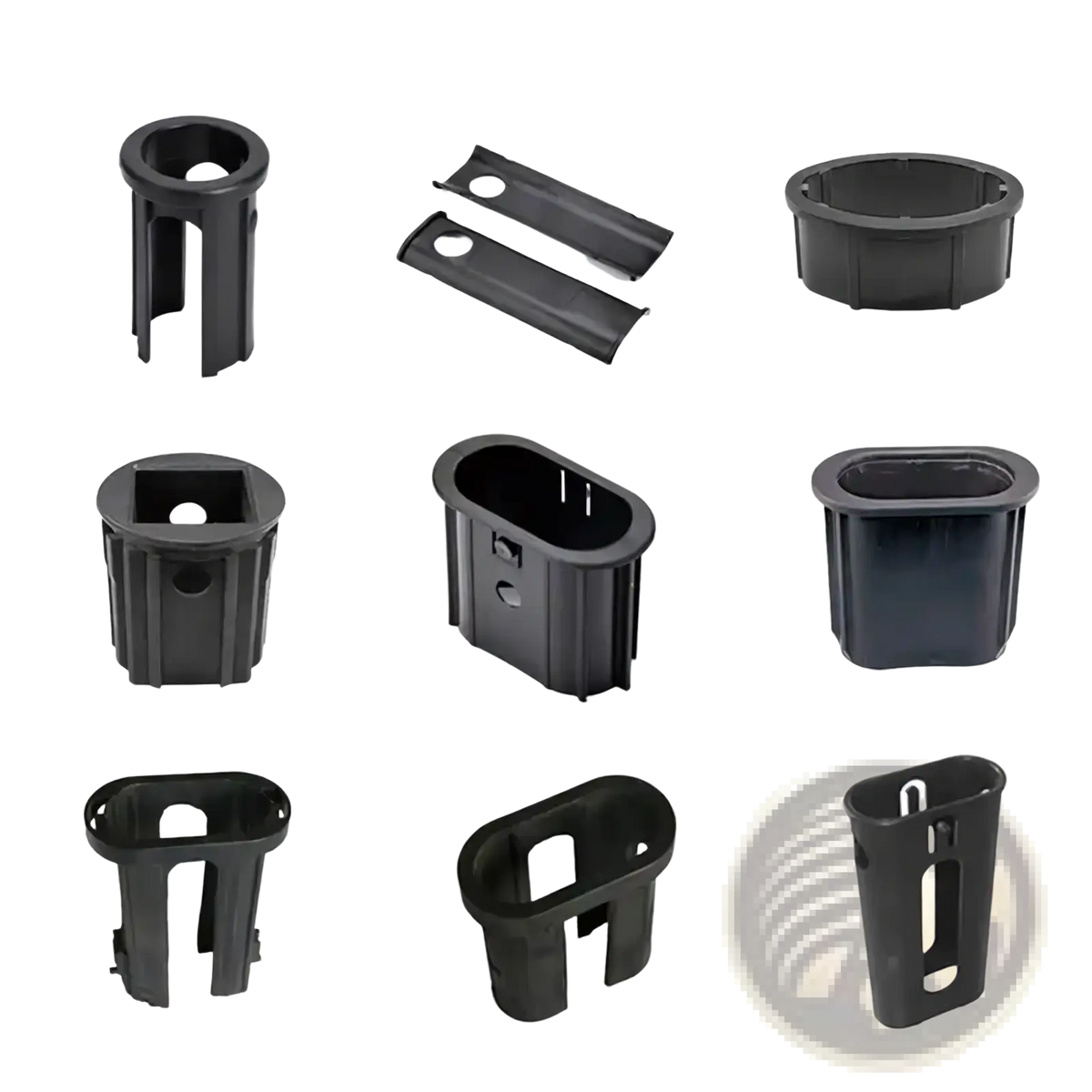 Fitness equipment plastic bushing pipe connectors black plastic electrical conduit bushings in various shapes and sizes