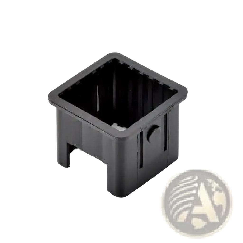 Black plastic square fitness equipment bushing pipe connector with hollow interior and ridged sides