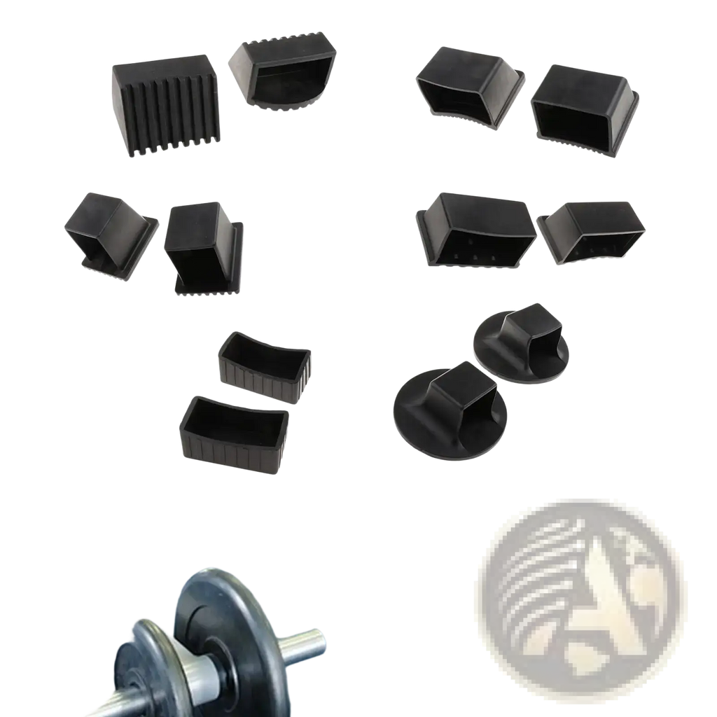 Black rubber fitness equipment square end cap non slip tubing protectors in various shapes and sizes
