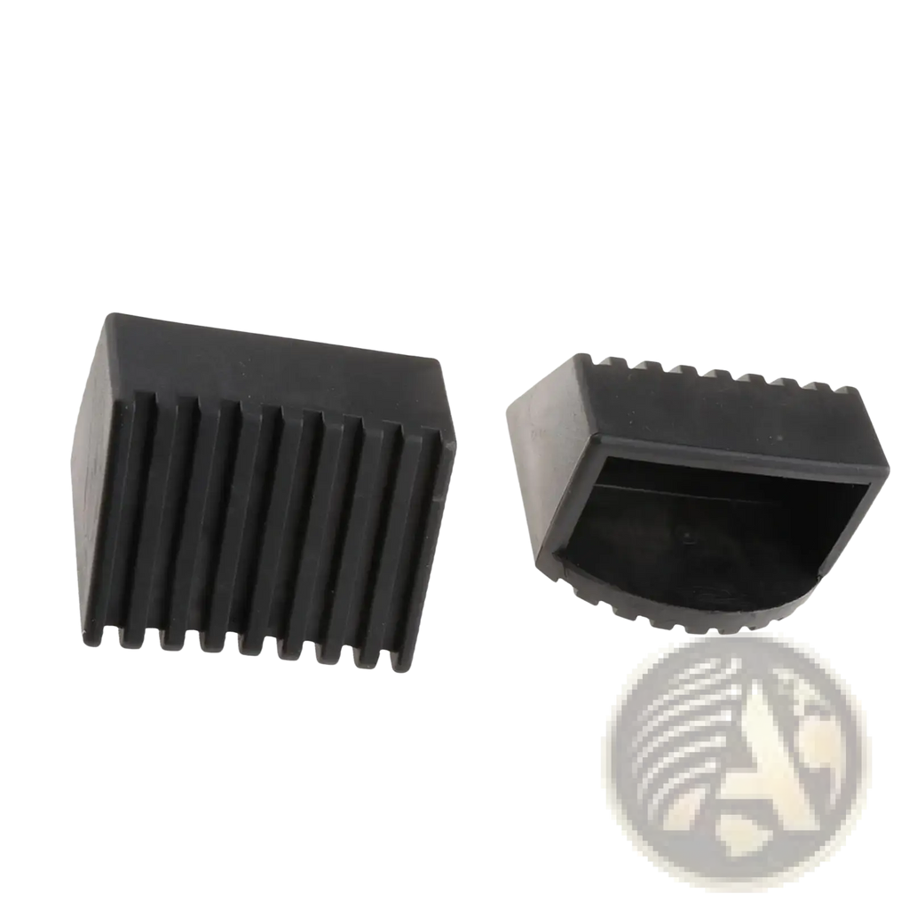 Black rubber fitness equipment square end cap with ribbed texture for non-slip tubing protection and corner cushioning