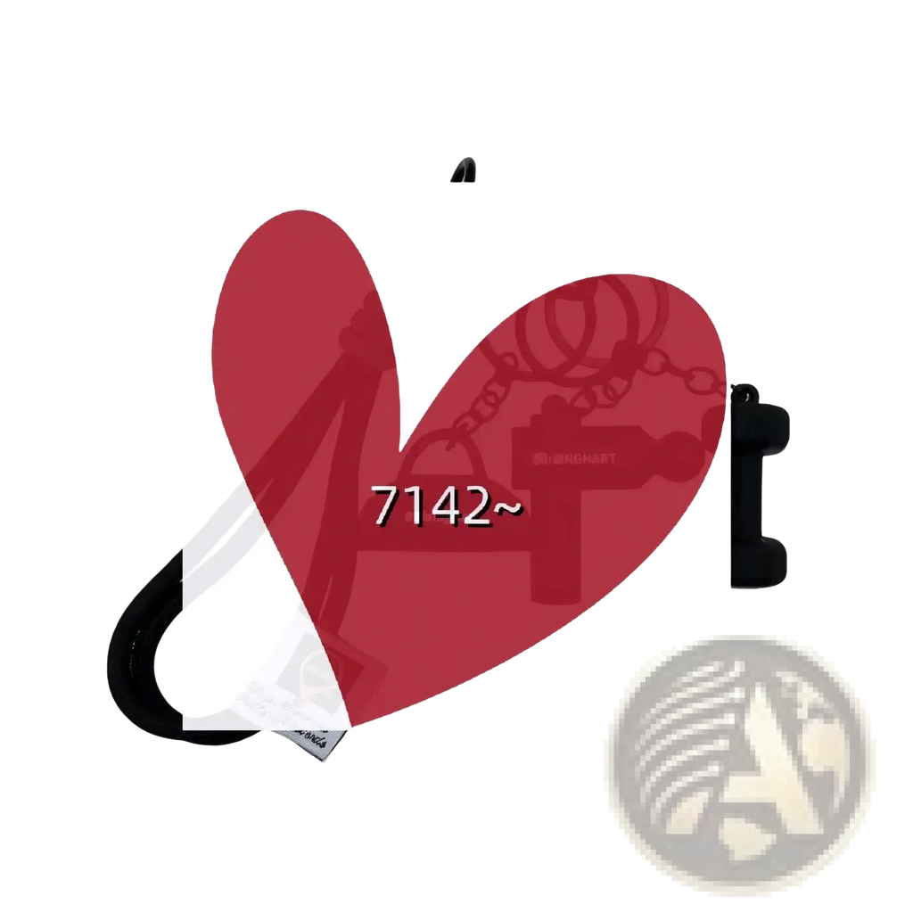 Red heart-shaped fitness keychain with black plastic hooks designed as a gym bag charm and sports accessory