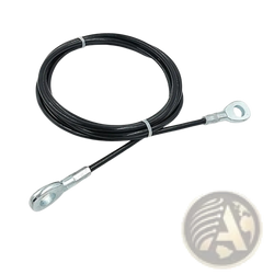 Black-coated steel fitness pulley cable replacement wire rope with silver metal eyelets in multiple length options