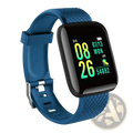 Blue silicone fitness smart watch kids digital sport bracelet with black rectangular screen showing time and step count