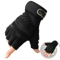 Black fingerless fitness workout gloves with wrist support featuring reinforced palm and adjustable wrist strap