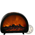 Black electric flame diffuser humidifier with realistic orange flames, faux logs, and multi color LED mist effects
