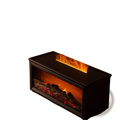 Black rectangular flame humidifier volcano aromatherapy diffuser with glass front orange flames and glowing red embers