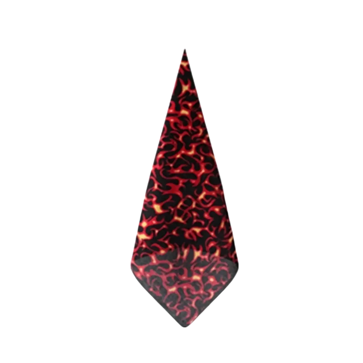 A black and red lava-patterned triangular pocket square flame pattern bandana head scarf for stylish wear