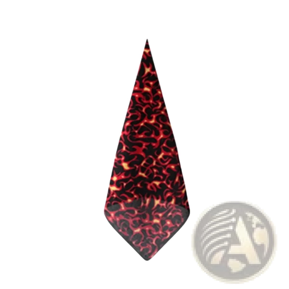 A black and red lava-patterned triangular pocket square flame pattern bandana head scarf for stylish wear