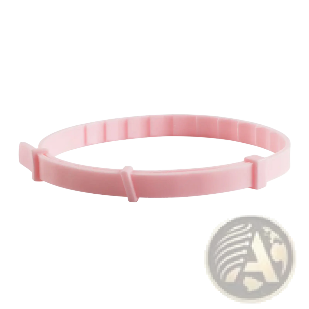 Pink silicone flea and tick collar for dogs and cats with textured ridged edge and secure interlocking tabs for 8 months protection