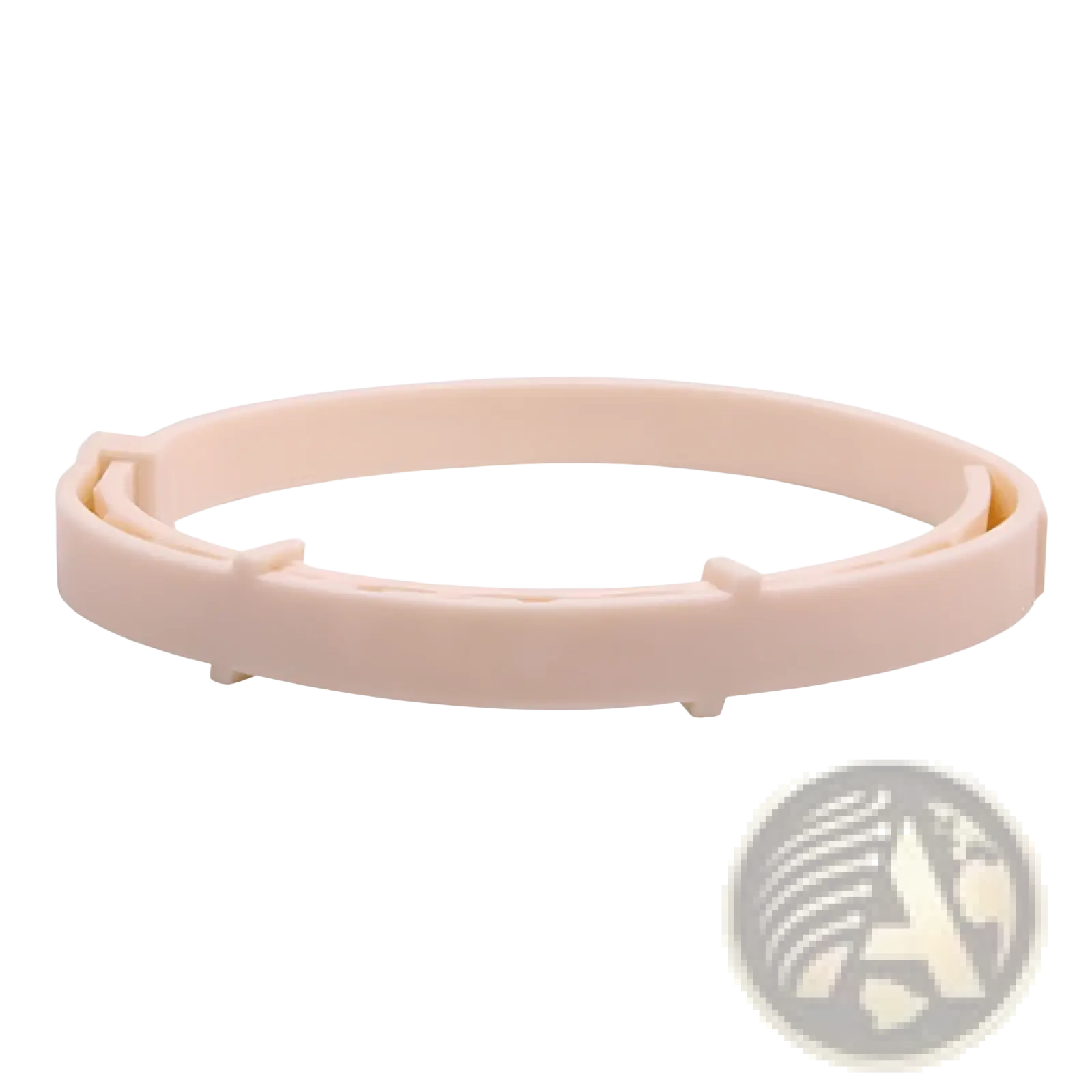 Beige plastic flea and tick collar with interlocking tabs and smooth design for dogs and cats 8 months protection