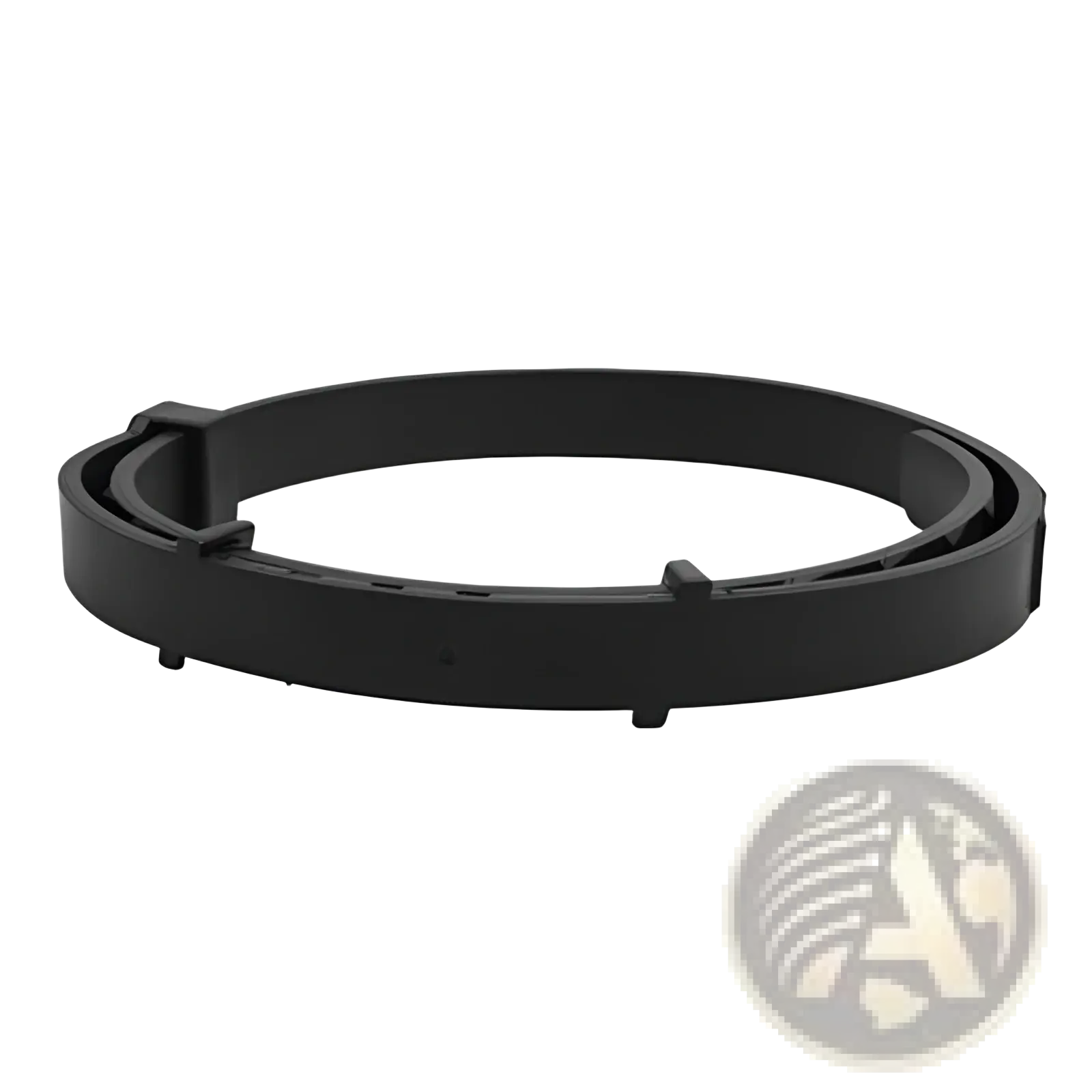 Black plastic flea and tick collar for dogs and cats with clasp mechanism for 8 months protection showing clasp side