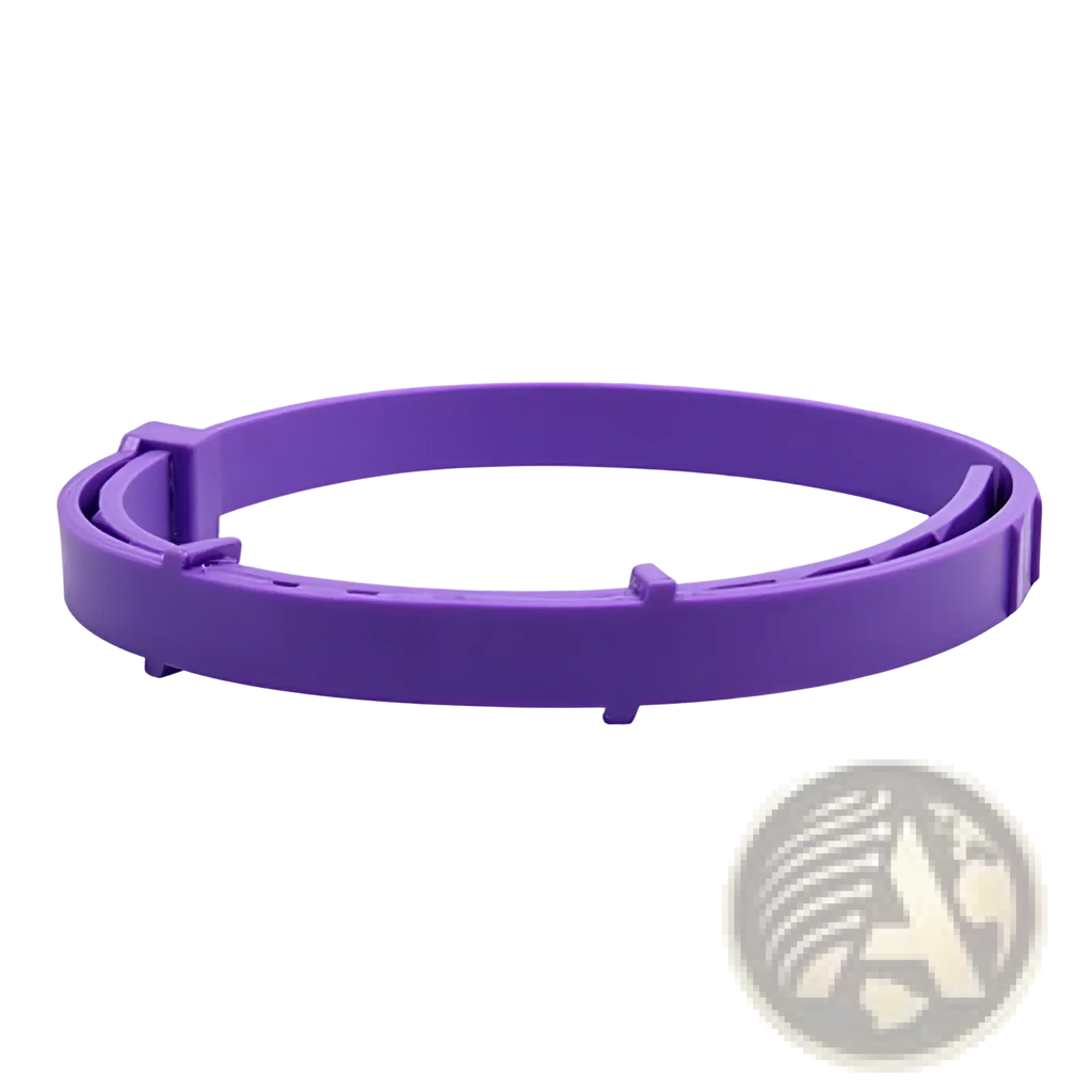 Purple plastic flea and tick collar for dogs and cats with simple adjustable design and 8 months protection