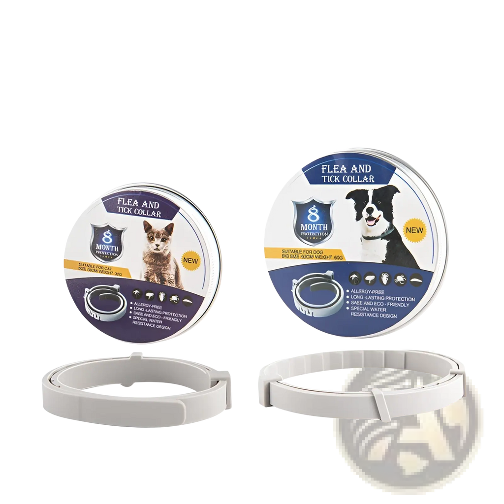 White plastic flea and tick collar for dogs and cats with 8 months protection against pests