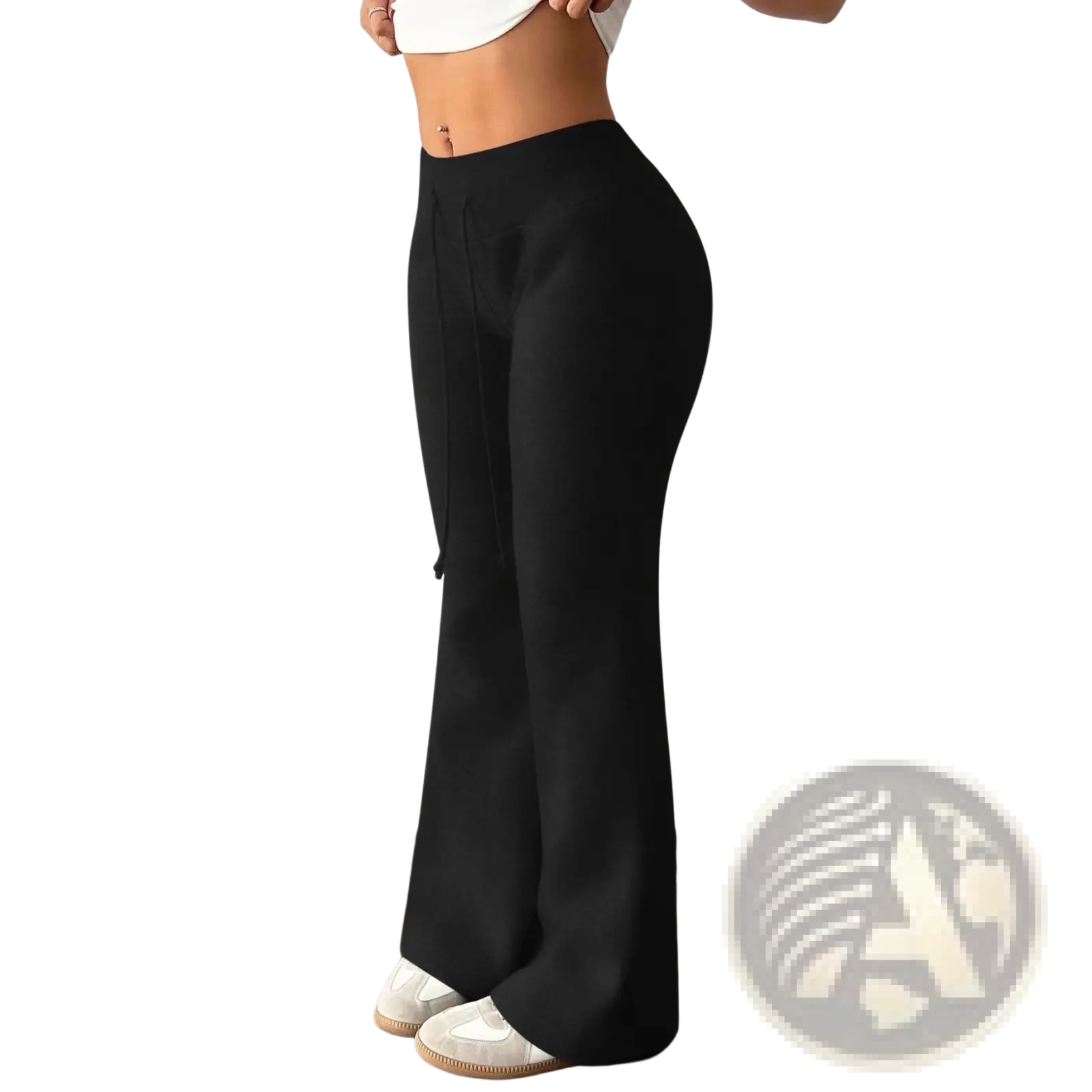 Black high waist flared sweatpants with a cozy insulated fleece lining for added warmth and comfort