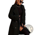 Black fleece lined mid length teddy coat with gold toned buttons and shearling material for warmth and style
