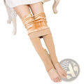 Beige fleece lined winter thermal pantyhose with plush orange brown faux fur cuff and elastic waistband