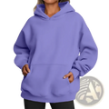 Lavender-colored fleece oversized hoodie for women with soft plush fabric and front pockets ideal for autumn pullover