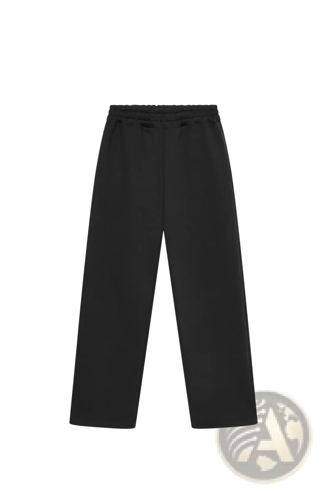 Black wide-leg fleece sweatpants with elastic waistband designed as unisex joggers for casual comfort