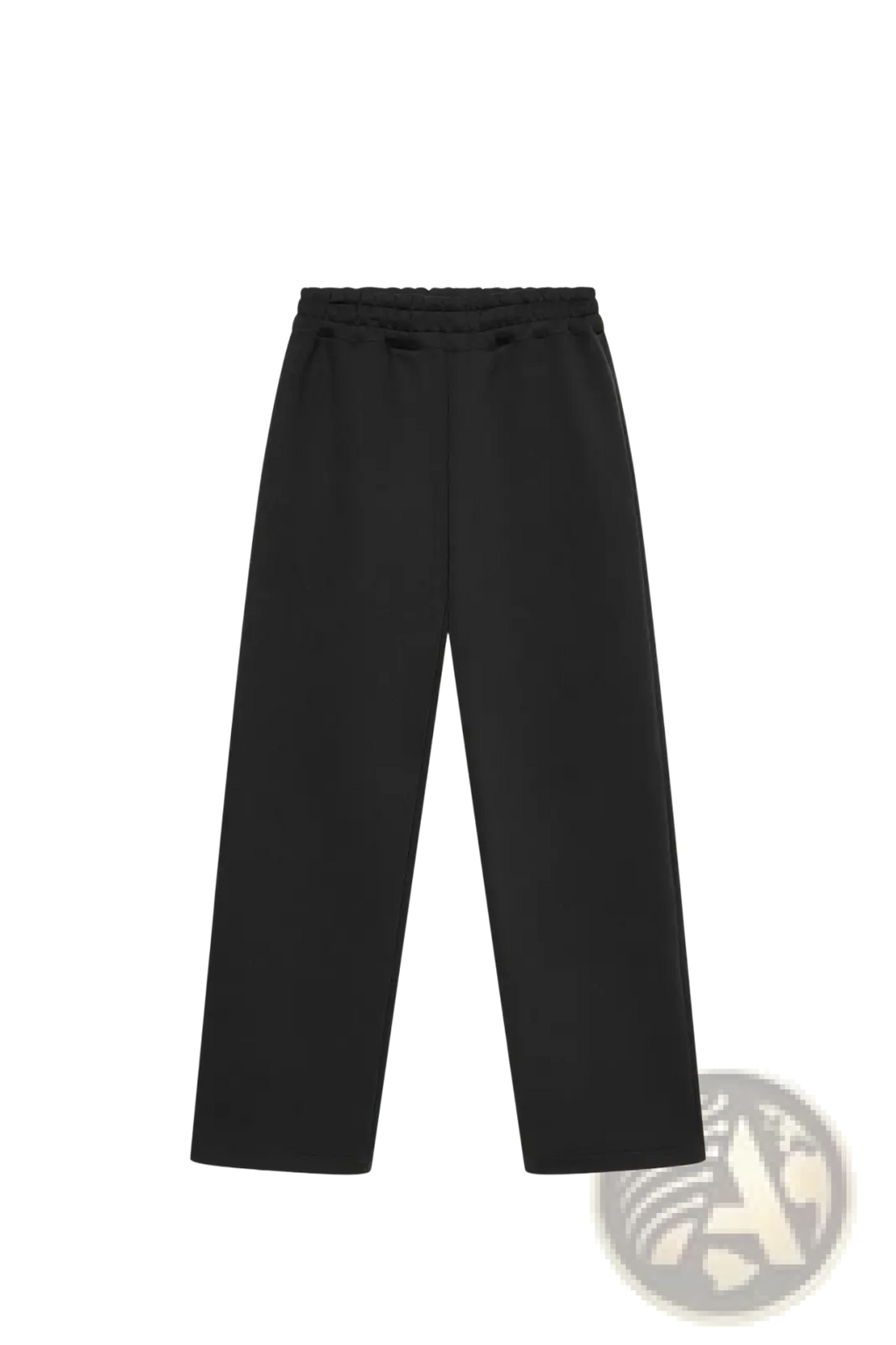 Black wide-leg fleece sweatpants with elastic waistband designed as unisex joggers for casual comfort