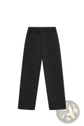 Black wide-leg fleece sweatpants with elastic waistband designed as unisex joggers for casual comfort