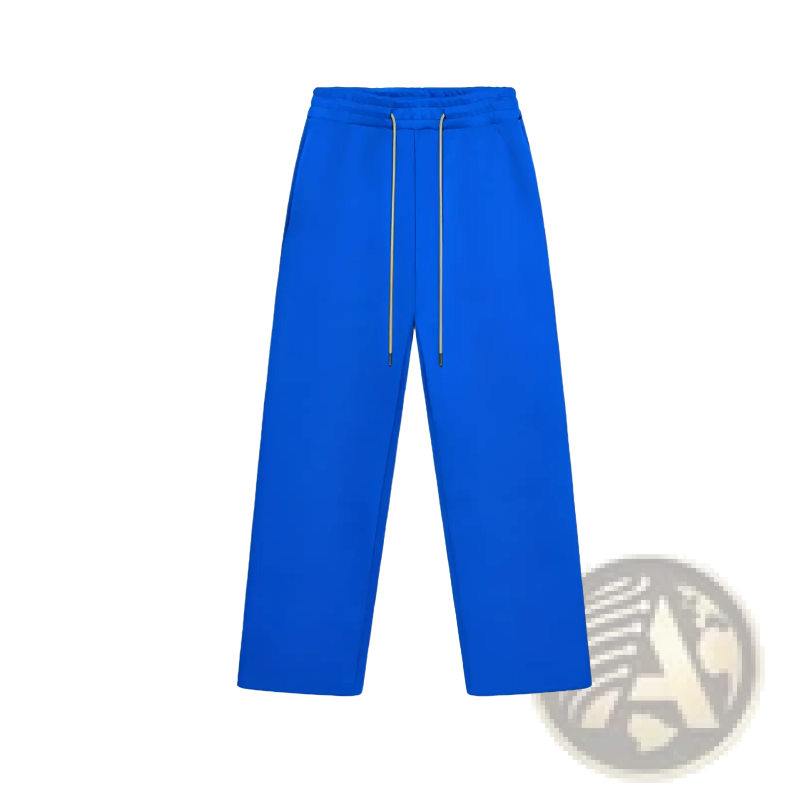 Bright blue fleece sweatpants unisex joggers with elastic waistband and silver-colored drawstring cords