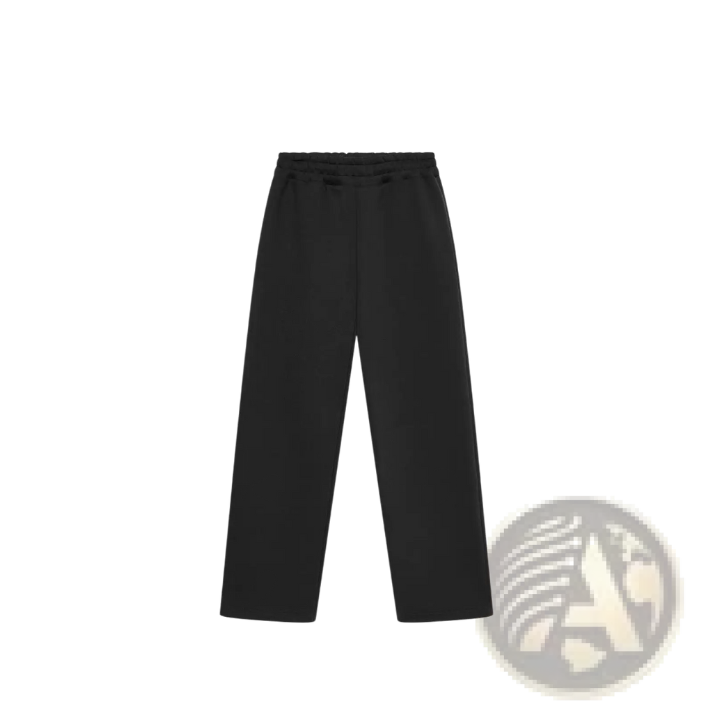 Black fleece sweatpants unisex joggers with elastic waistband drawstring and wide-leg design