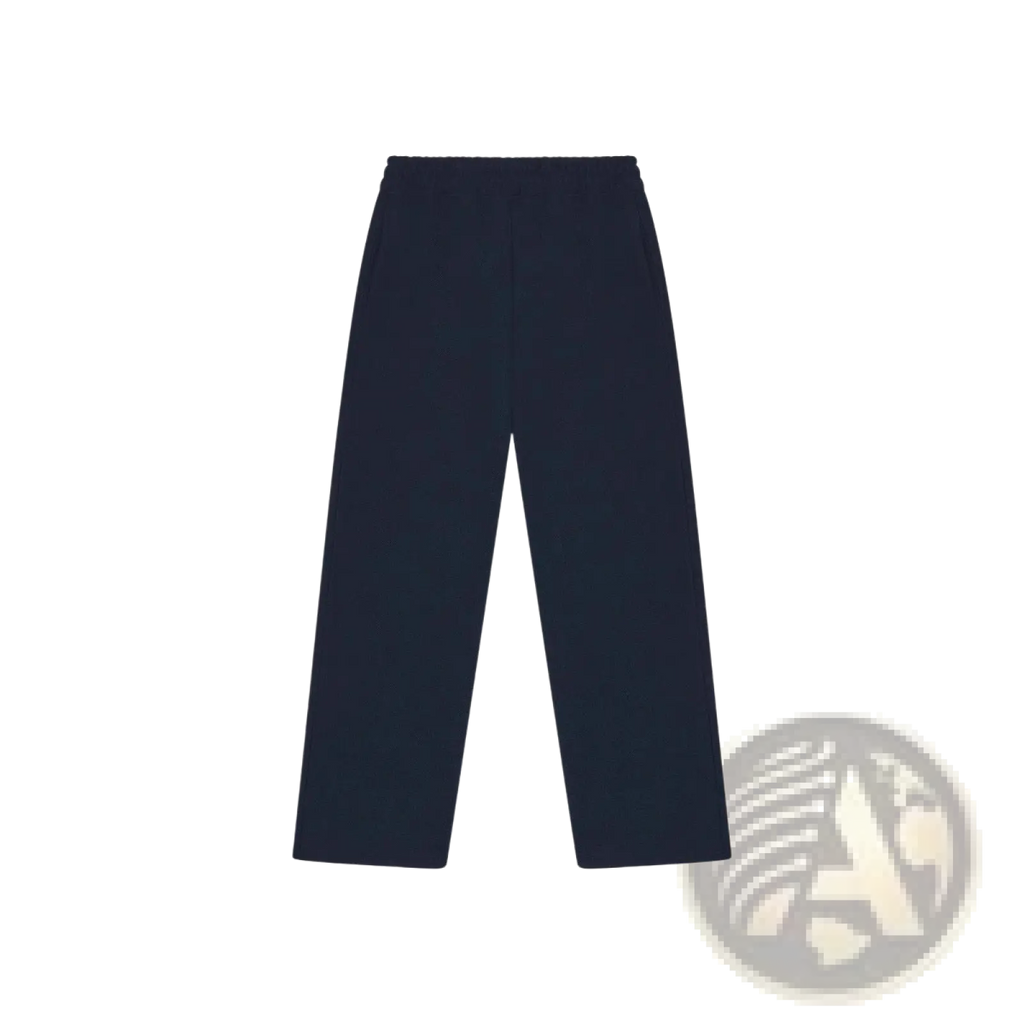 Dark navy blue fleece sweatpants unisex joggers with elastic waistband and straight-leg design