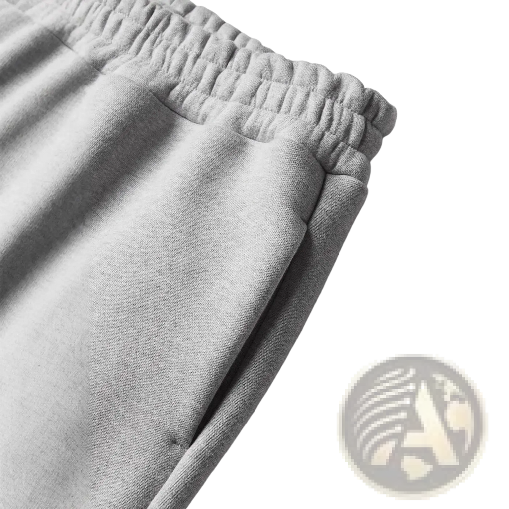 Gray fleece sweatpants unisex joggers with soft textured fabric and elastic waistband for comfortable wear