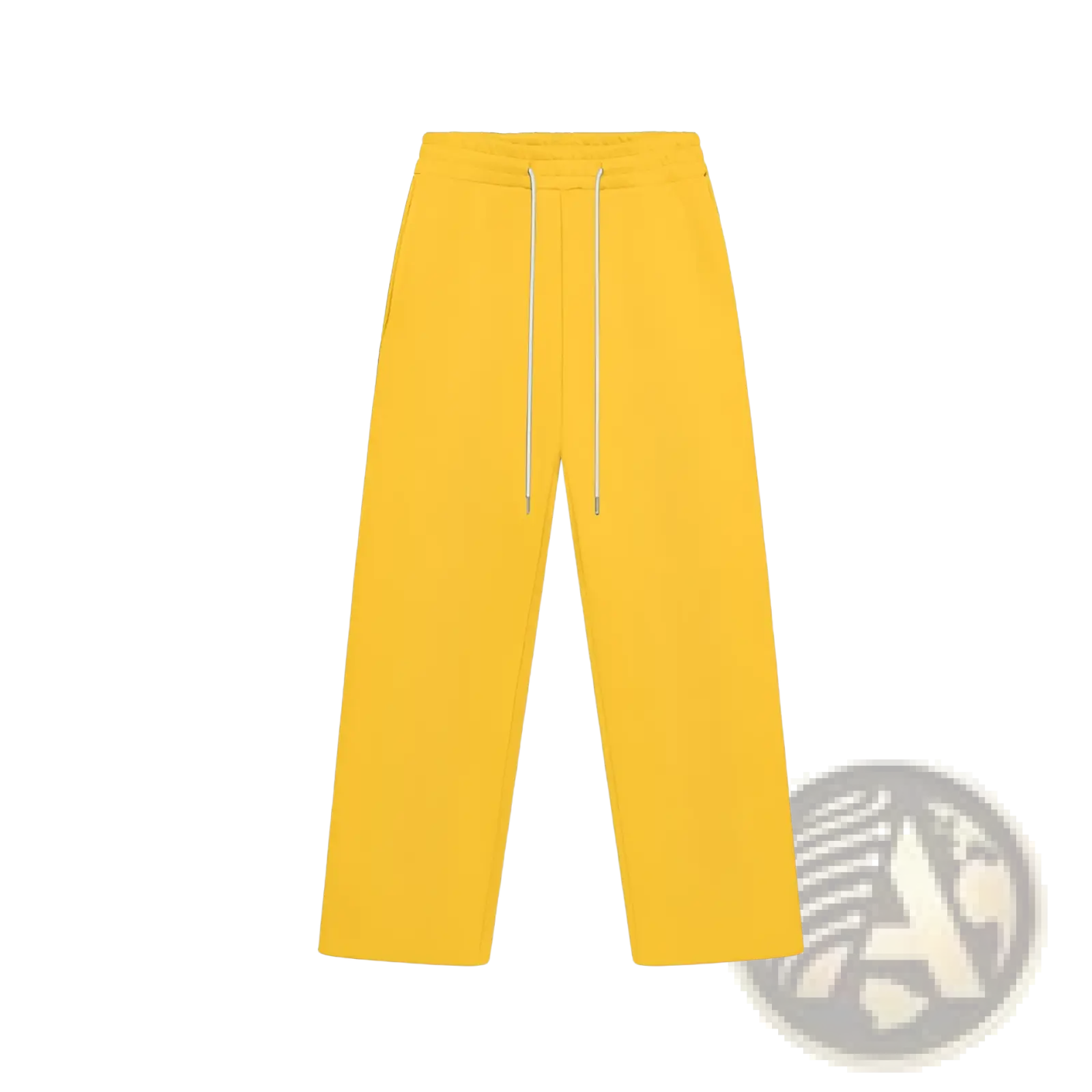 Bright yellow fleece sweatpants unisex soft cotton joggers with elastic drawstring waistband for comfortable wear
