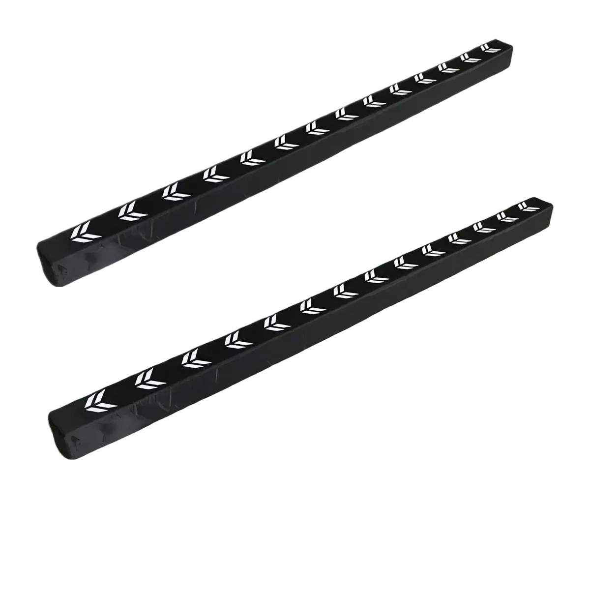 Black plastic car door handle trim strips with white chevron patterns for flexible car trunk organizer and storage stick