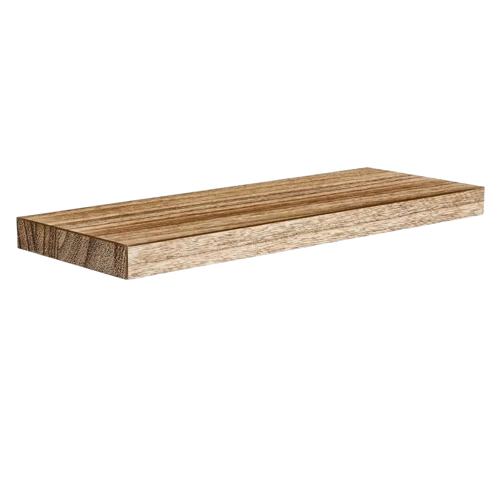 Floating shelf wooden wall mounted storage display with natural wood grain finish measuring 42cm by 16cm package includes one shelf
