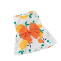 White floral dog princess dress with citrus print and orange bow for elegant pet occasions