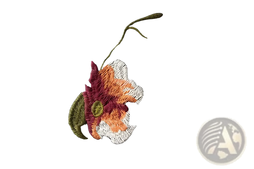 Floral embroidered studded leather moto jacket with vibrant maroon orange and white flower stitched on black leather