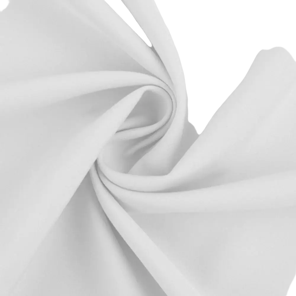 White smooth textured fabric with subtle sheen and folds for floral print long sleeve casual shirts