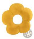 A plush bright yellow flower-shaped waist pillow with soft fuzzy texture and a white circular center 45cm sunflower cushion