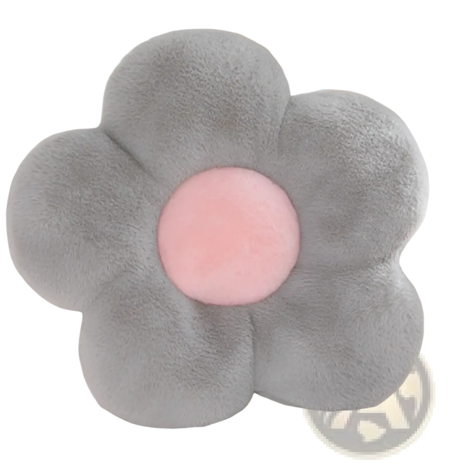 A soft gray plush flower-shaped sunflower cushion with a pink center for waist support measuring 45cm