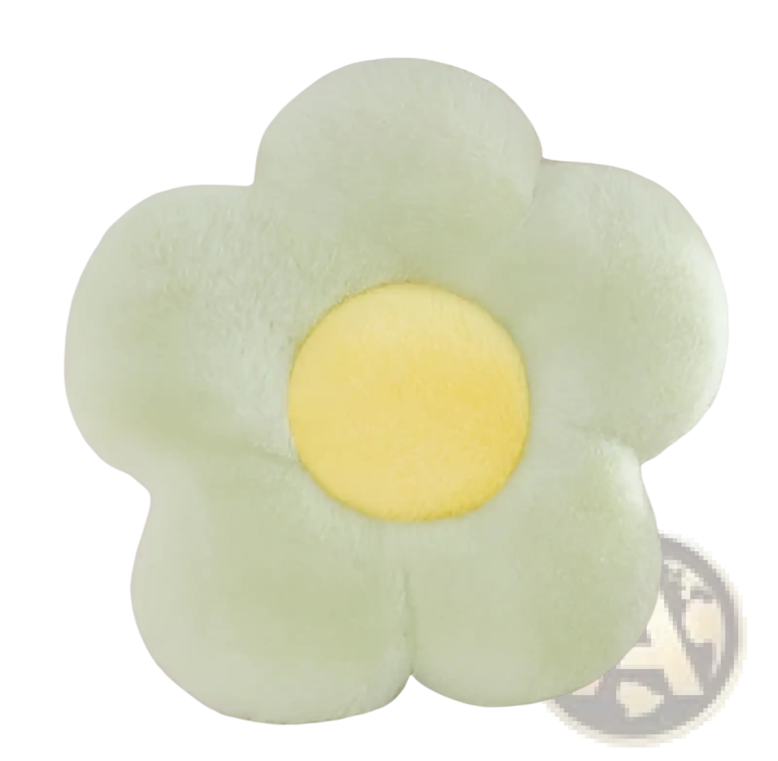 Flower plush waist pillow sunflower cushion 45cm in soft mint green plush with a bright yellow center