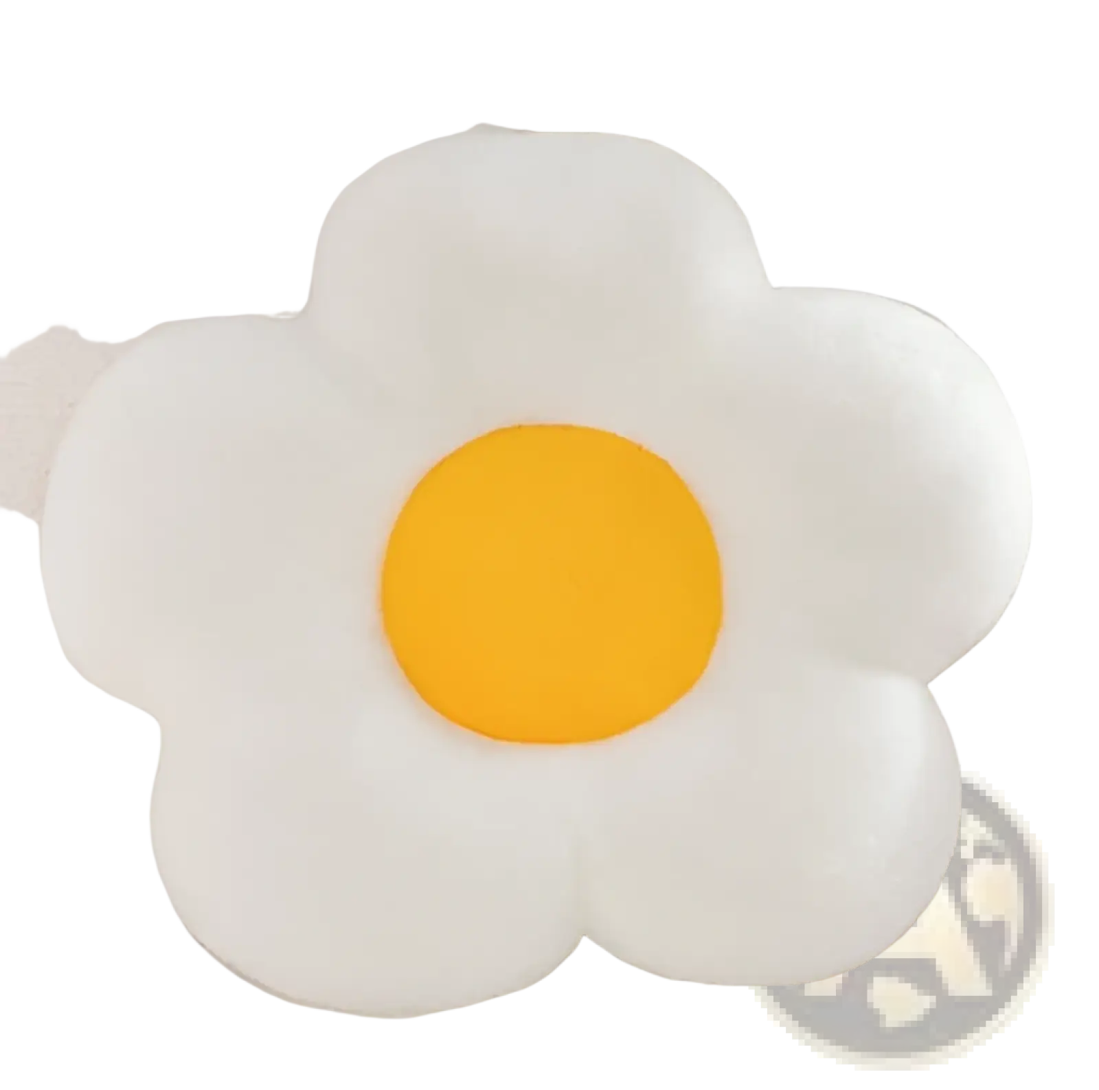 White plush waist pillow shaped like a fried egg with bright yellow center and sunflower cushion 45cm size