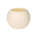 Cream-colored round ceramic flower pot with smooth matte finish and wider rim ideal for home flower planting