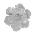 White metal flower wall decor with layered petals and textured center 3d resin floral accent relief sculpture