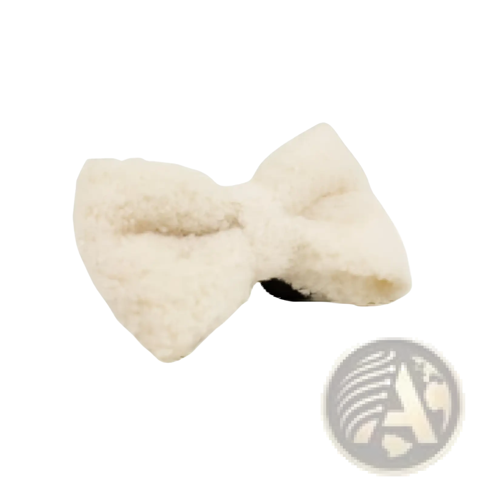 Cream-colored fluffy sheepskin bow hair clip featuring soft texture and elegant design for stylish wear