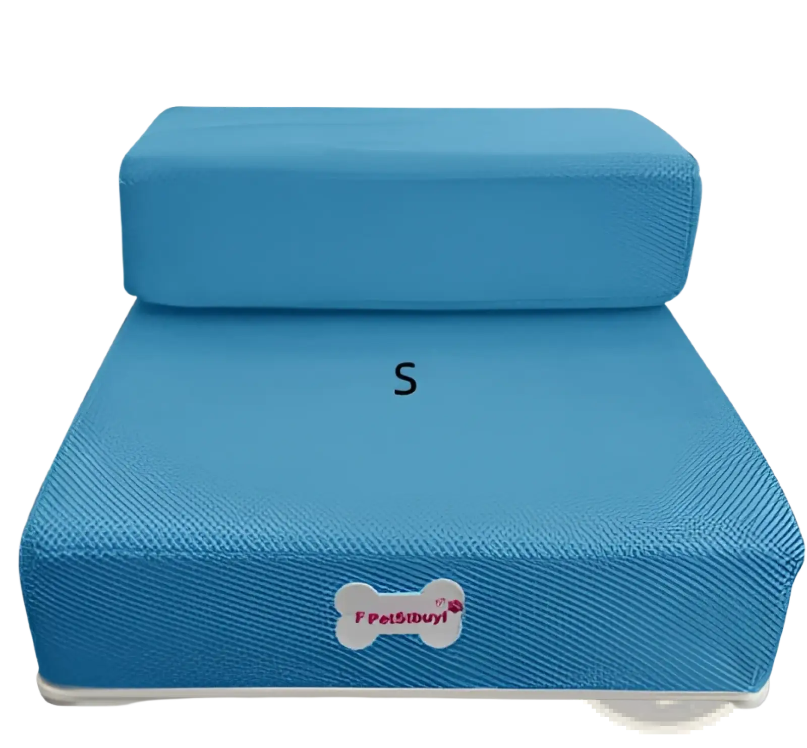 Blue foam pet stairs with white bone shaped logo convertible dog ramp and step for easy pet access