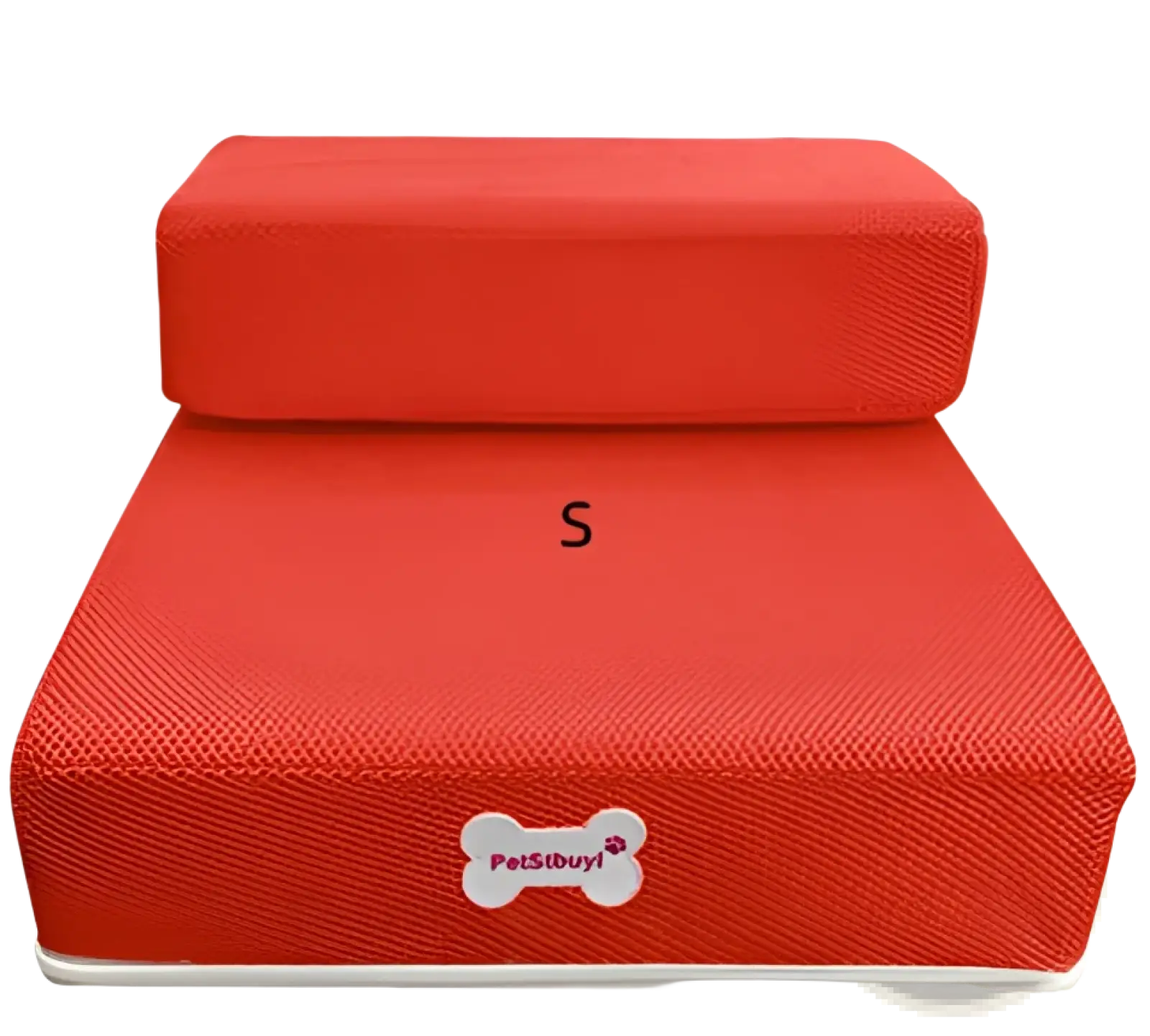 Red textured foam pet stairs with white bone shaped logo convertible dog ramp and step for easy pet access