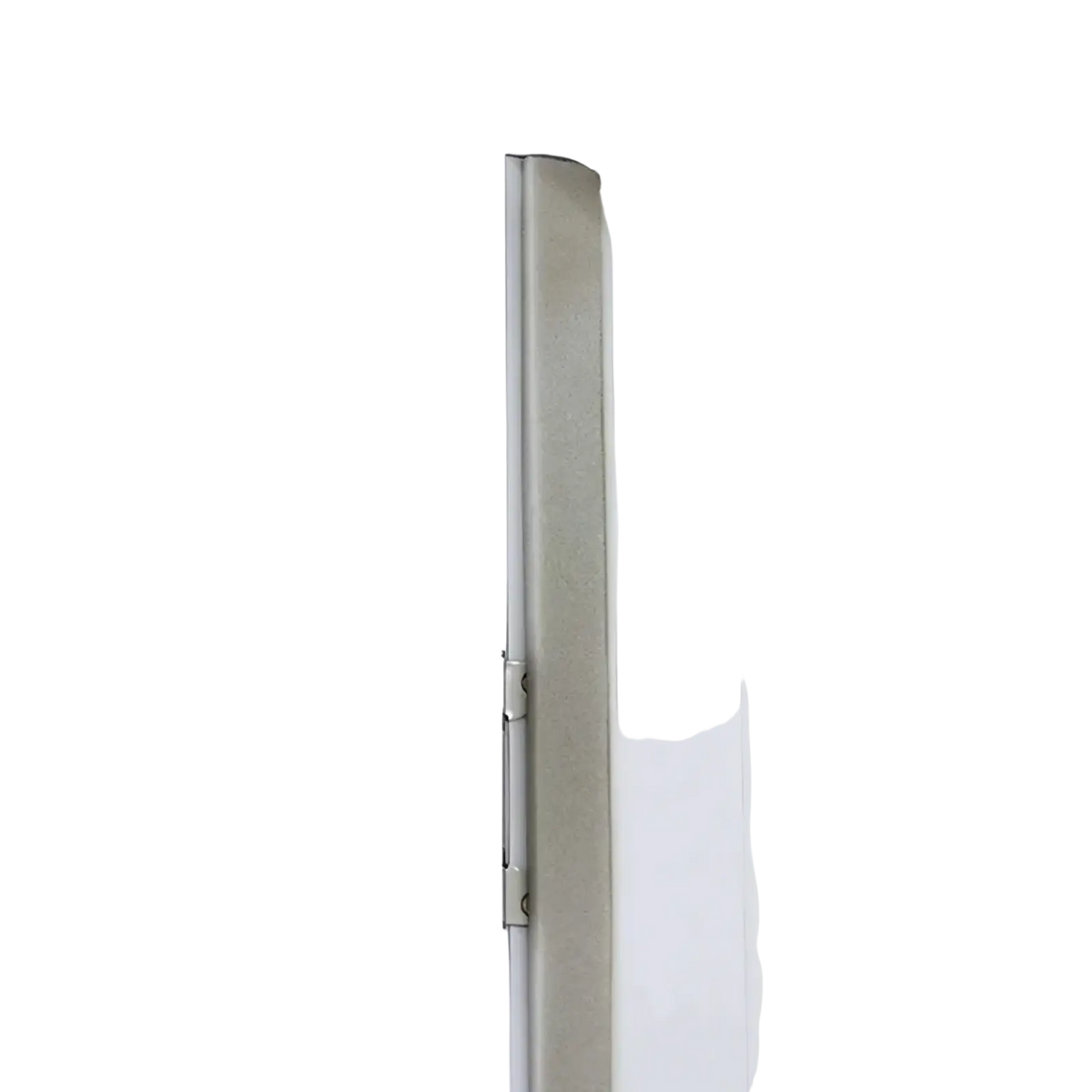 Silver metal door hinge with sleek minimalist design shown with foam soundproof weather stripping tape 2m product